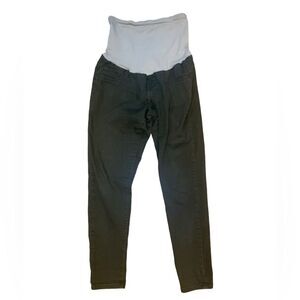 Indigo Blue Over the Belly Skinny Maternity Jeans Size Large in Olive Green
